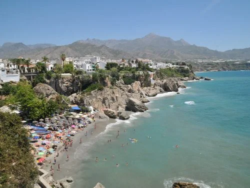 View of Nerja with beach